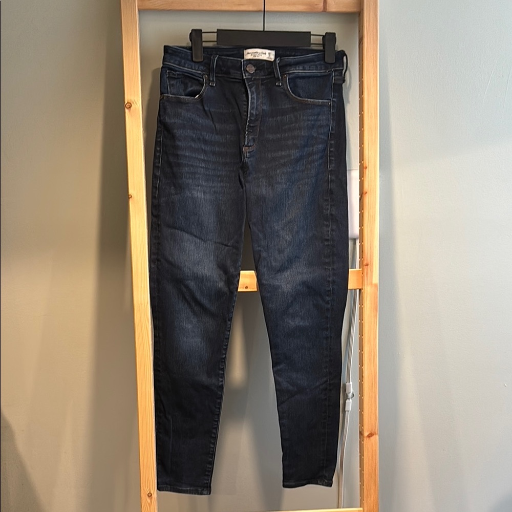 Abercrombie & Fitch Blue Skinny Jeans with High-Rise Fit